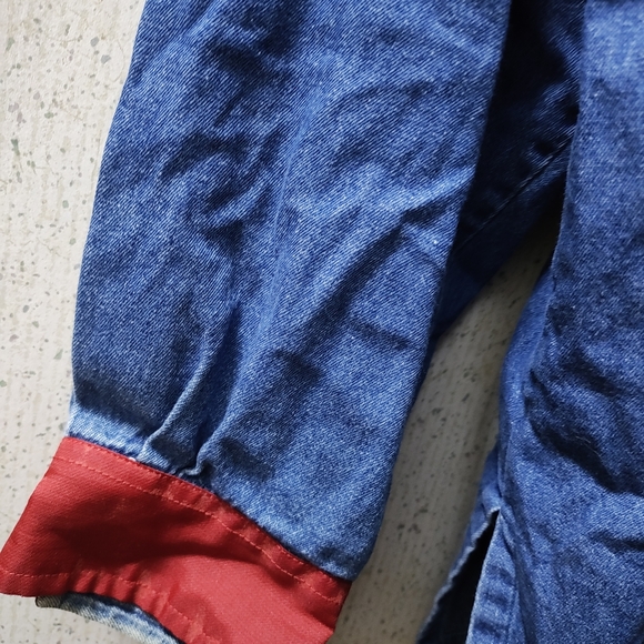 Rhythm Blue Christmas Denim Button-Up Shirt Women's XL Embroidered Clean - Picture 5 of 12